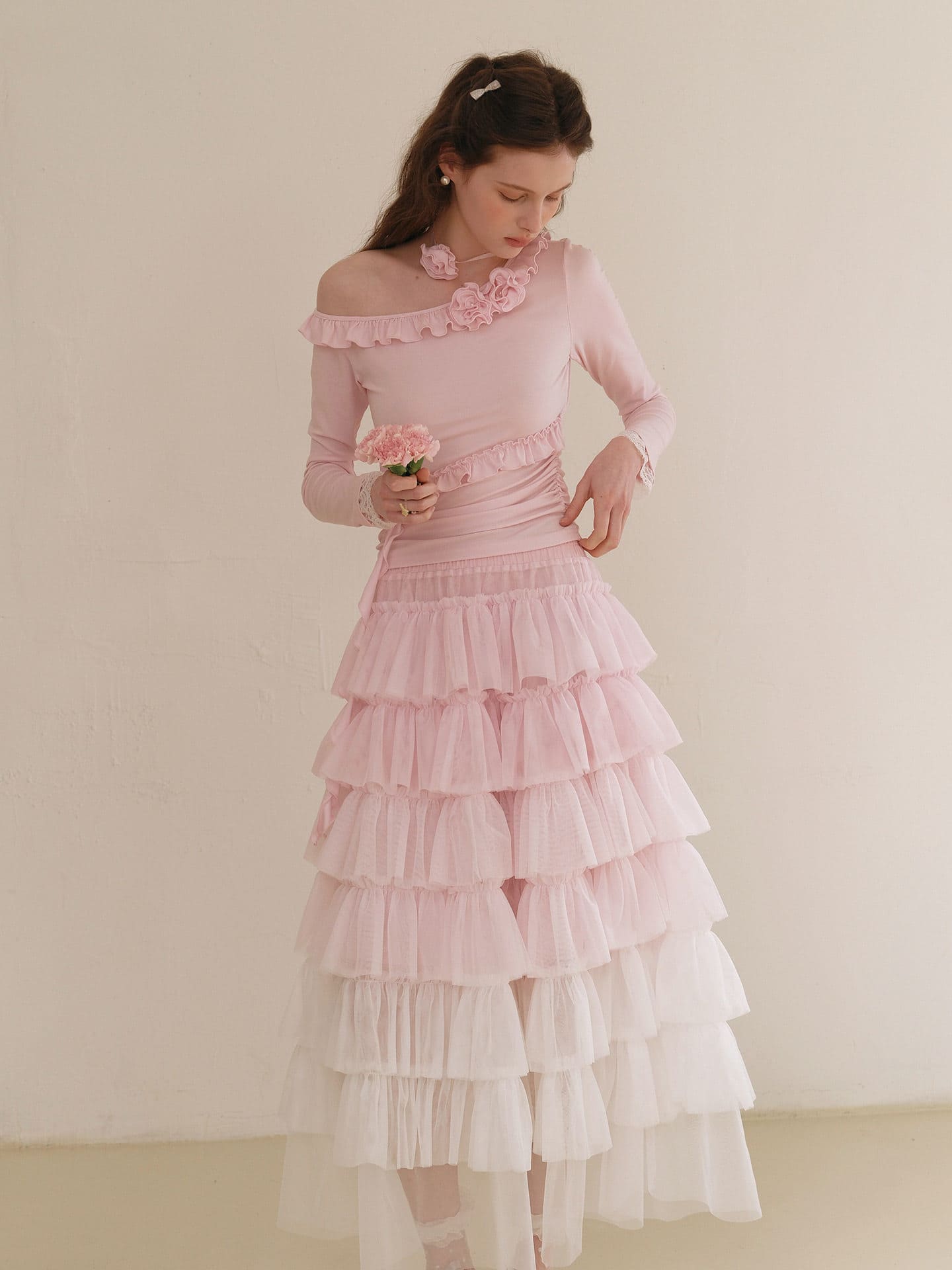 Dreamy Rose Gradient Maxi Skirt