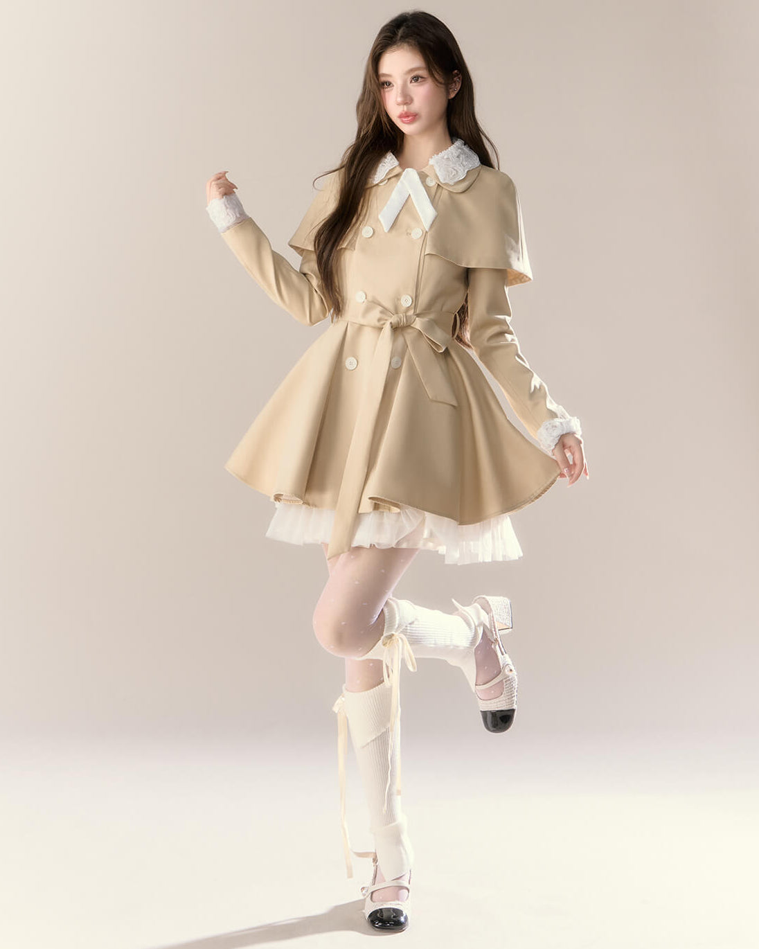 Romantic Cape Flare Dress Coat（全2色）