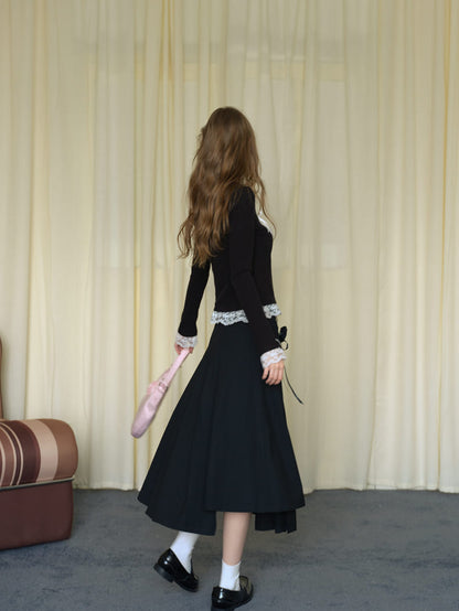 Double Ribbon Lace Accent Top