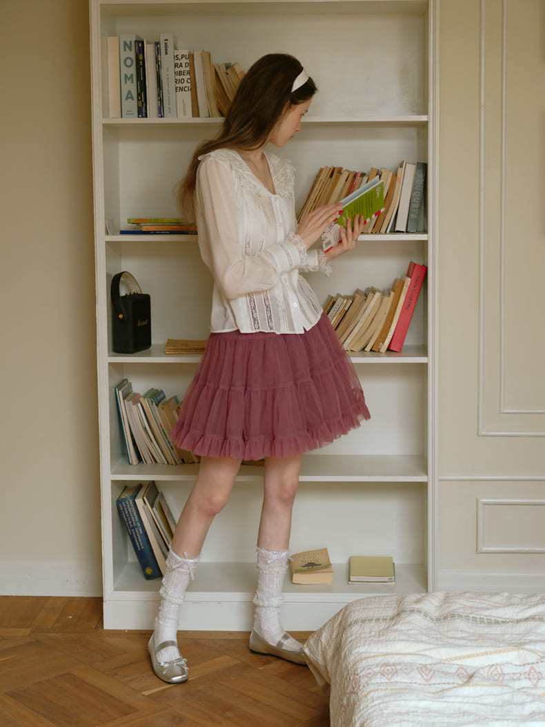 Deep Color Tiered Mini Skirt