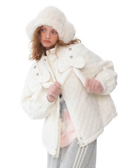 Charm Ribbon Quilted Puffer Jacket