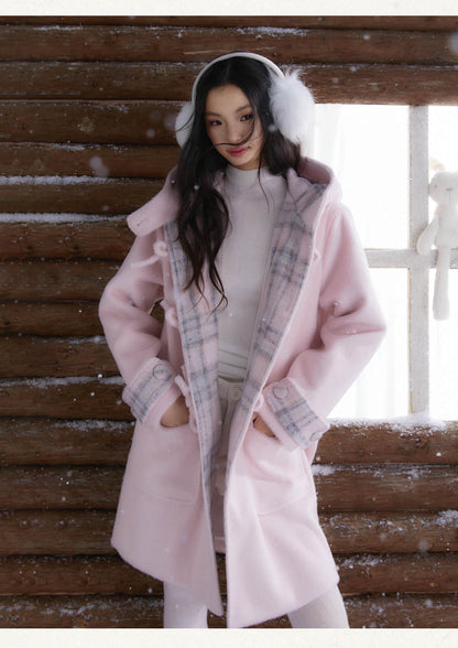 Cozy Plaid-Lined Duffle Coat