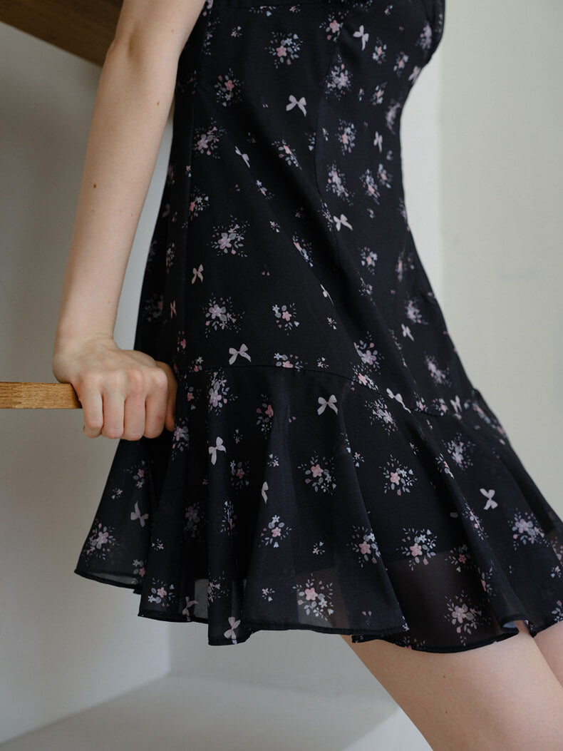 Vintage Lace Ribbon Floral Dress