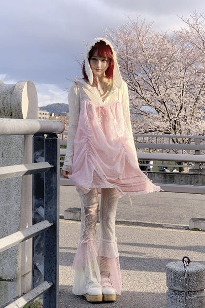 Dreamy Lace Ribbon Flare Pants（全2色）