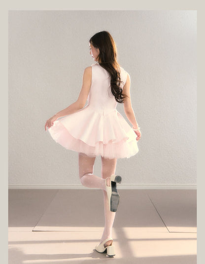 Classic Rose Appliqué Princess Mini Dress