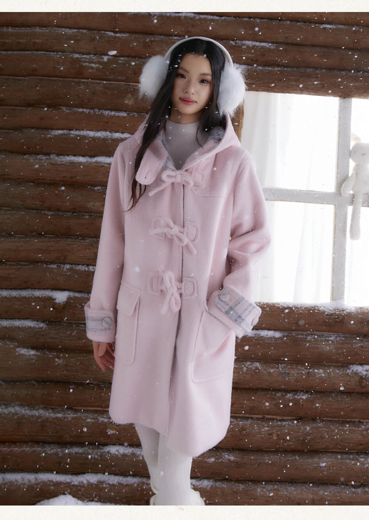 Cozy Plaid-Lined Duffle Coat