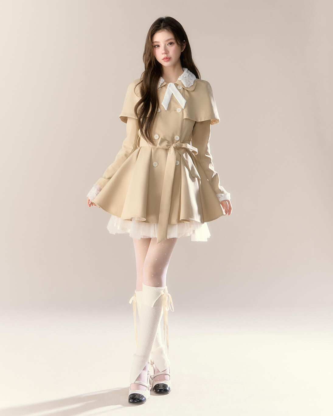 Romantic Cape Flare Dress Coat（全2色）