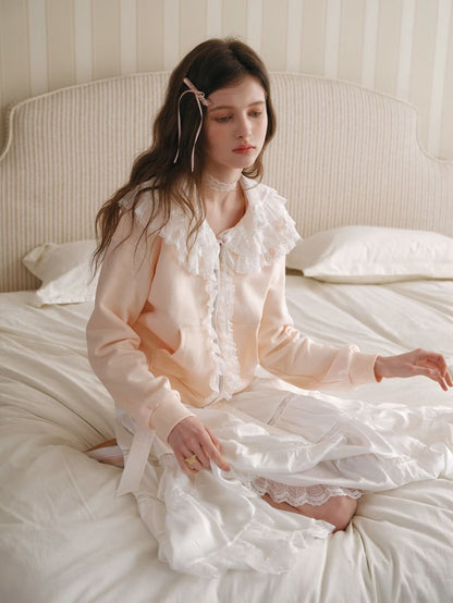 Romantic Frill Collar Zip-Up Blouson