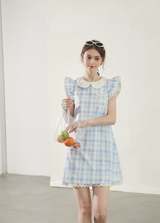 Baby Blue Gingham Ruffle Dress