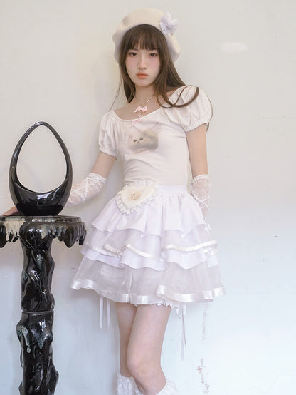 Baby Animal Heart Puff Tee（全2色）