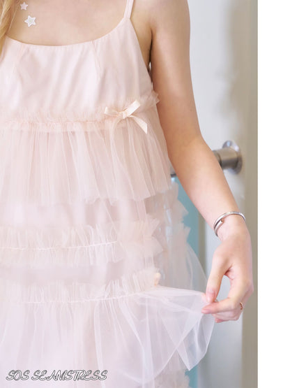 Princess Ribbon Tiered Tulle Dress