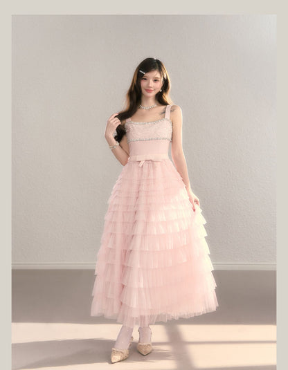 Crystal Lace Tiered Tulle Princess Dress