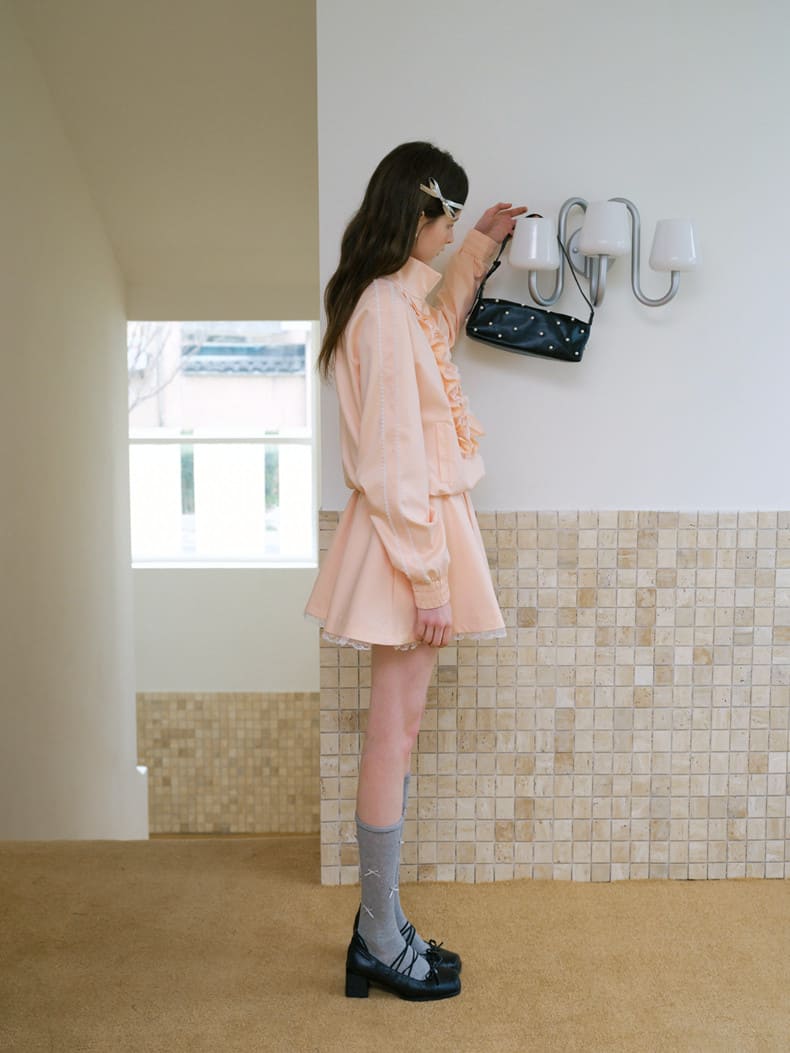 Elegant Frill Zip Blouson / Skirt