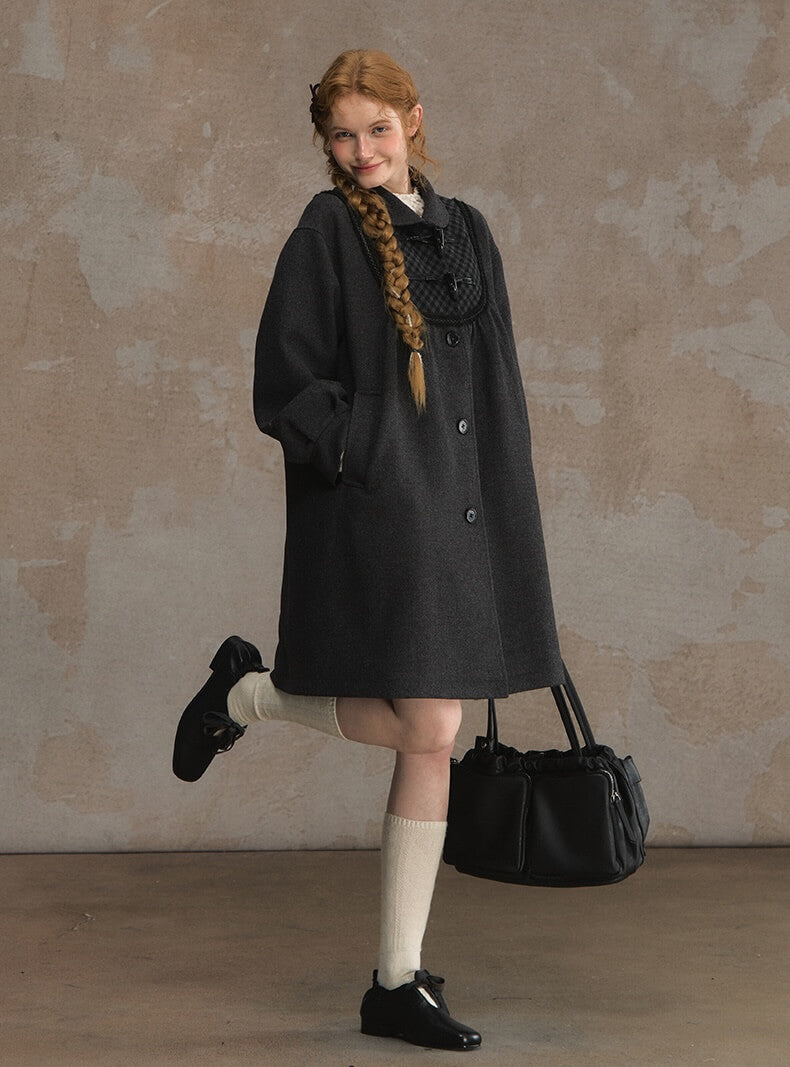 Timeless Gingham Panel A-line Coat