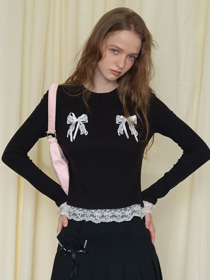 Double Ribbon Lace Accent Top