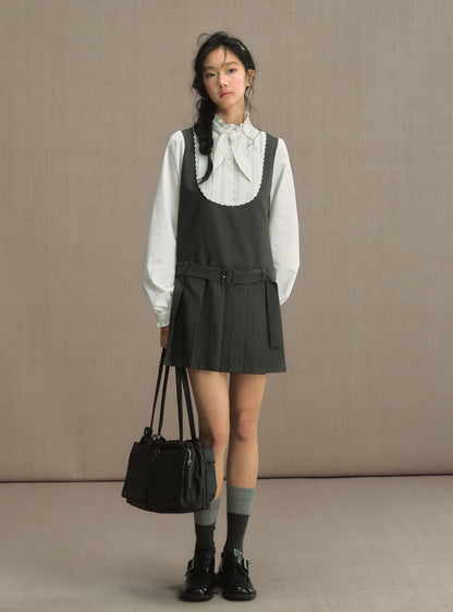 Classic Scallop Bib Belted Dress