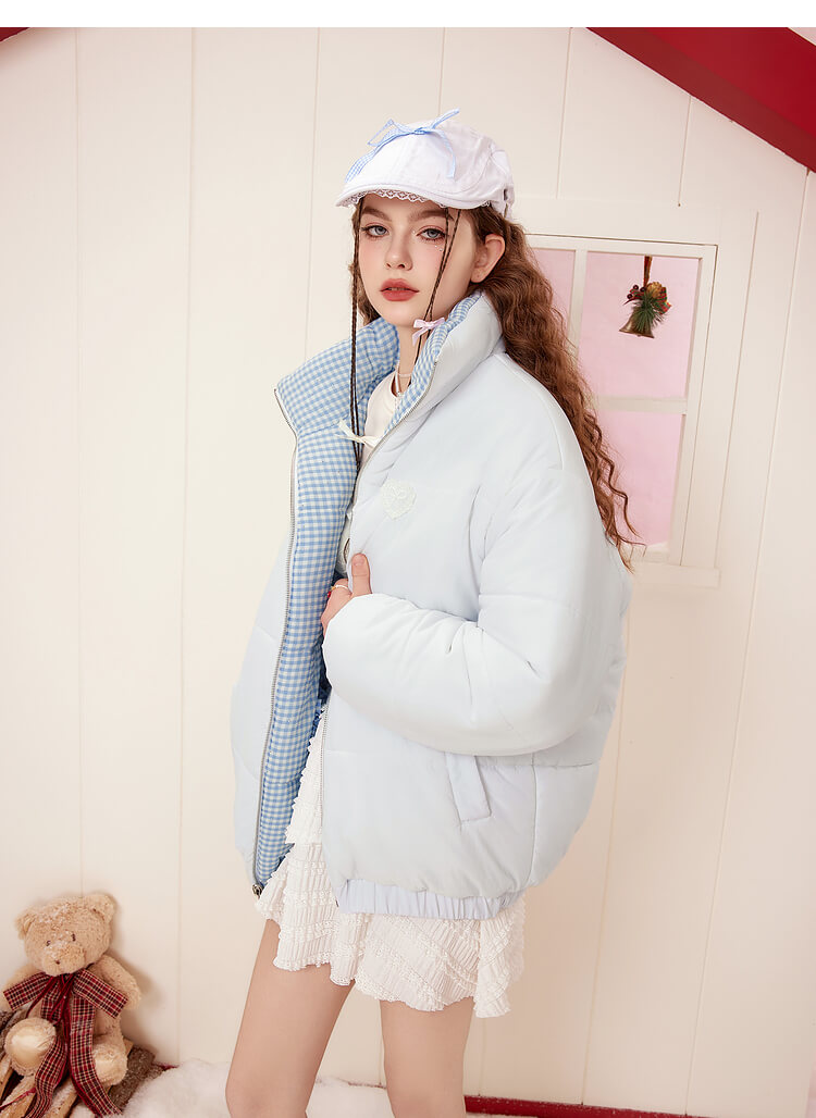 Snowy Check & Solid Reversible Outer