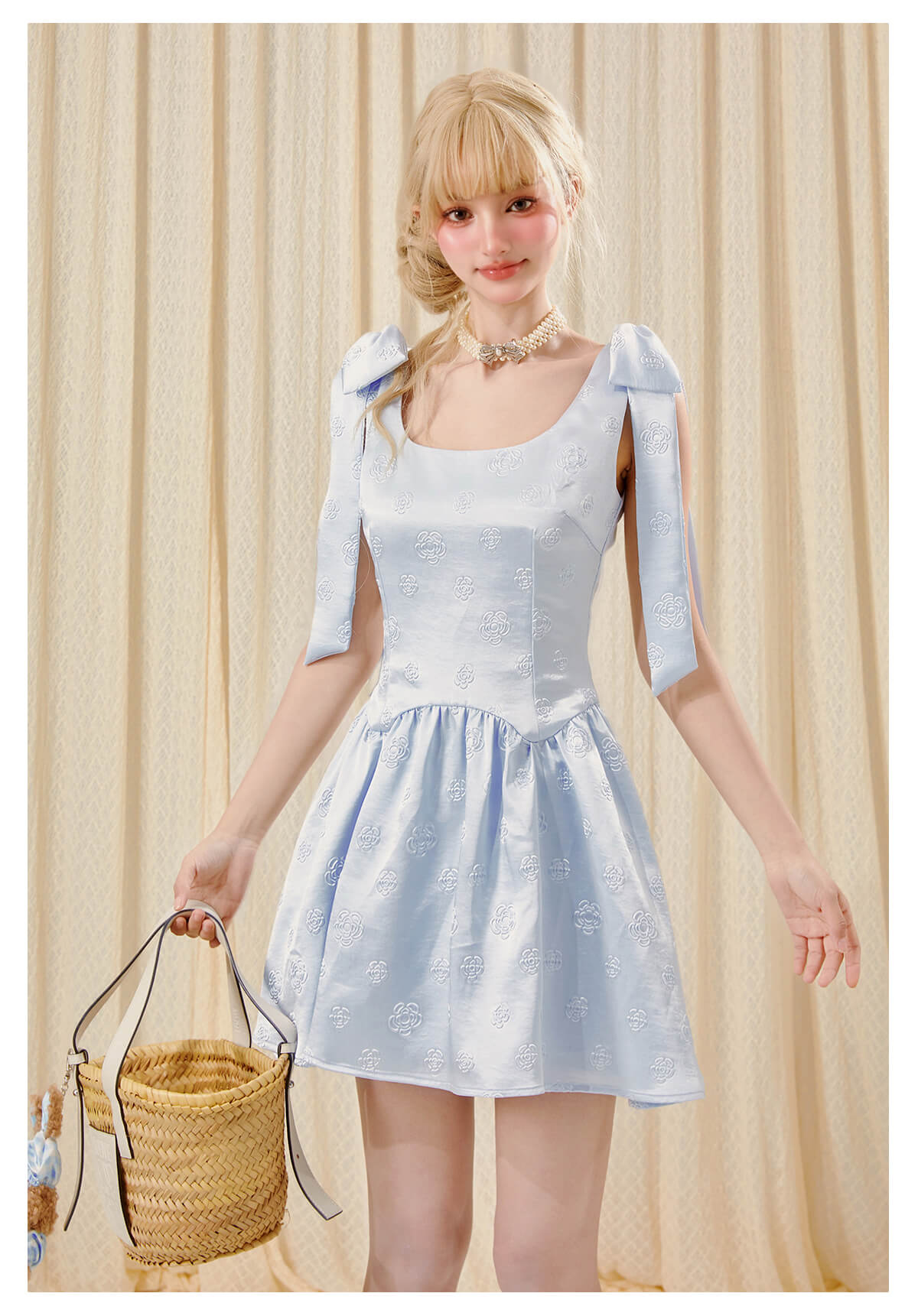 Milky Ribbon Jacquard Dress