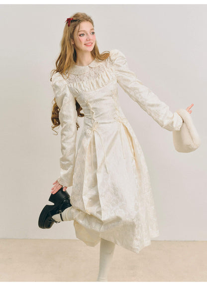 Elegant Lace Yoke Corseted Dress