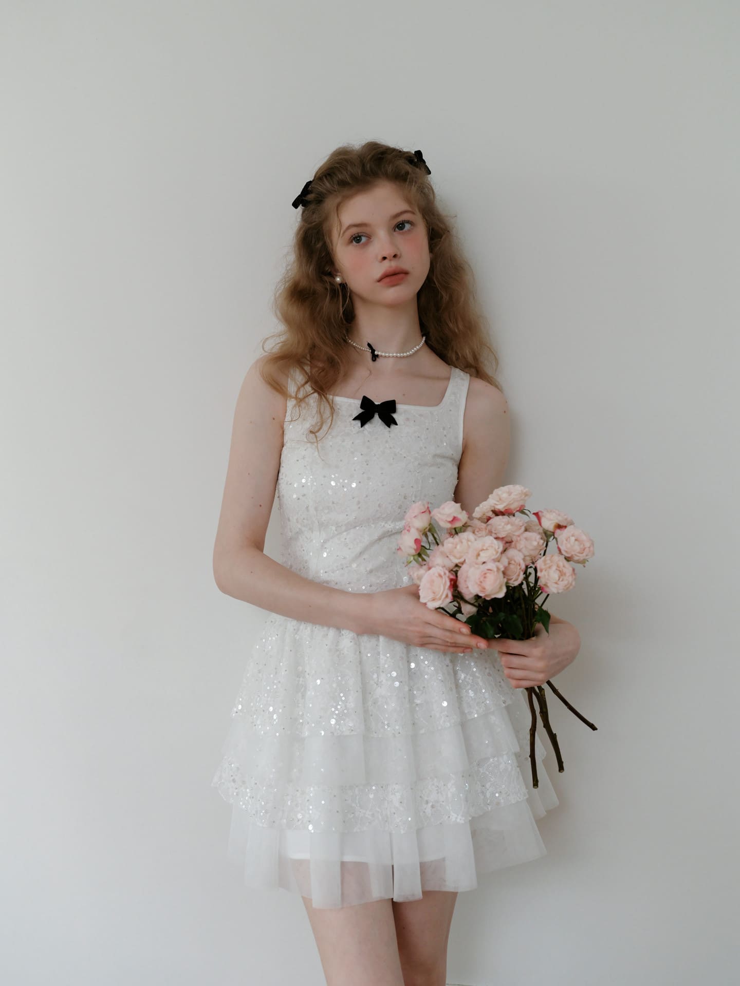 Elegant Sequin Tulle Tiered Mini Dress