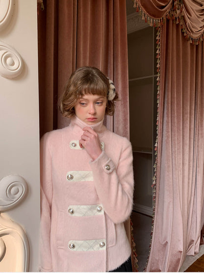 Powder Pink Classic Button Coat