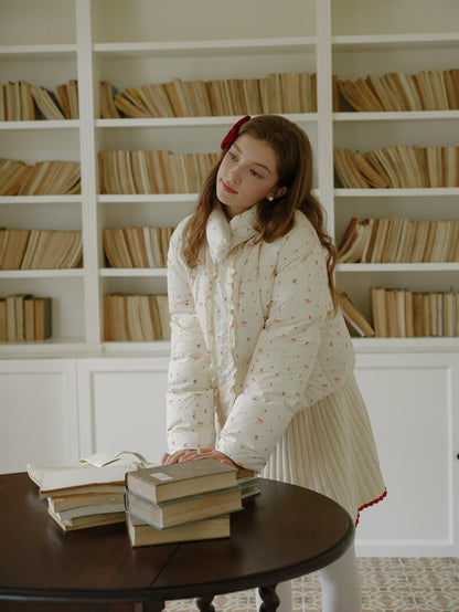 Ribbon Charm Puffy Short Coat