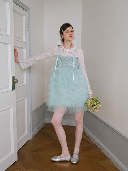 Elegant Sequin Tulle Camisole Dress