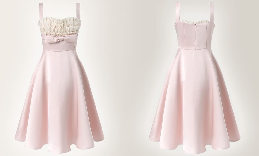 Elegant Soft Pink Ribbon A Line Dress