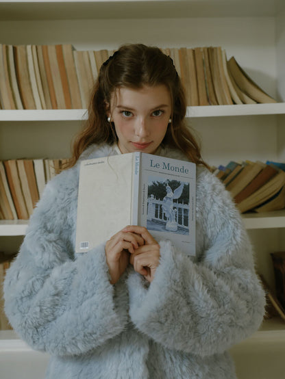 Ribbon Pastel Faux Fur Coat