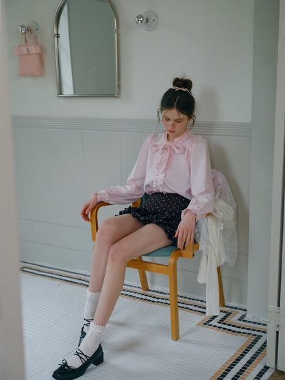 Elegant Frill Ribbon Blouse