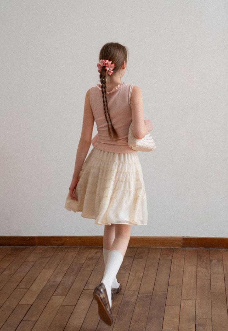 Elegant Ribbon Tie Ribbed Sleeveless Top