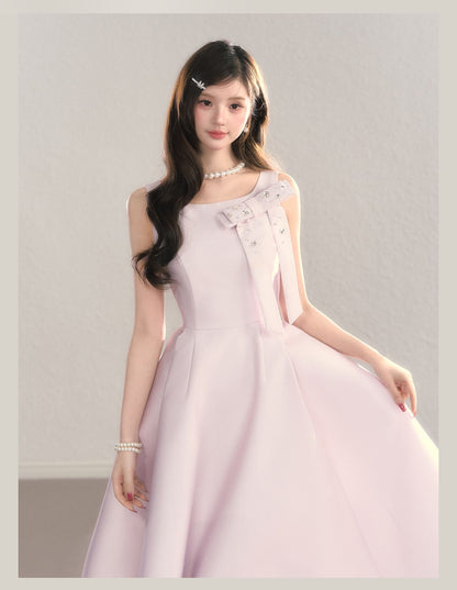 Elegant Jewel Ribbon Flare Dress