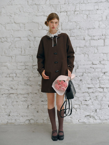 Ribbon Toggle Flare Coat