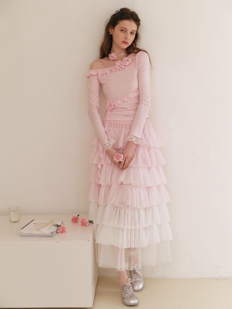 Dreamy Rose Gradient Maxi Skirt