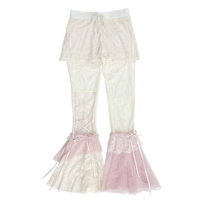 Dreamy Lace Ribbon Flare Pants（全2色）