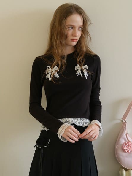 Double Ribbon Lace Accent Top