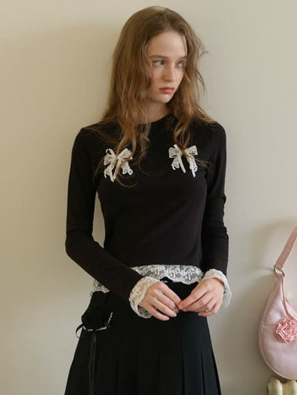 Double Ribbon Lace Accent Top