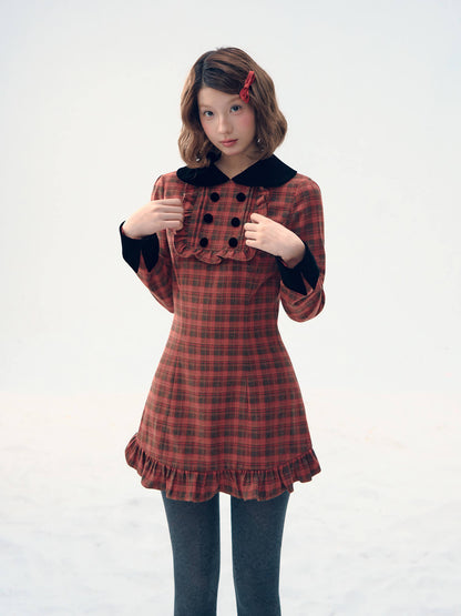 Velvet Collar Classic Frill Dress（全2色）