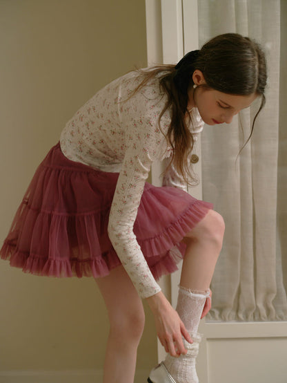 Deep Color Tiered Mini Skirt