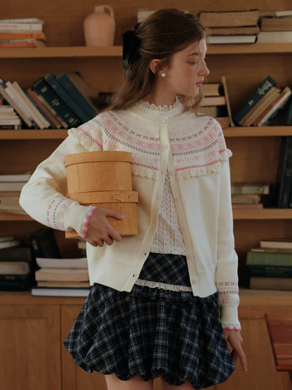 Snowy Charm Ribbon-Edge Knit