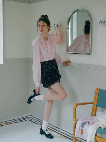 Elegant Frill Ribbon Blouse