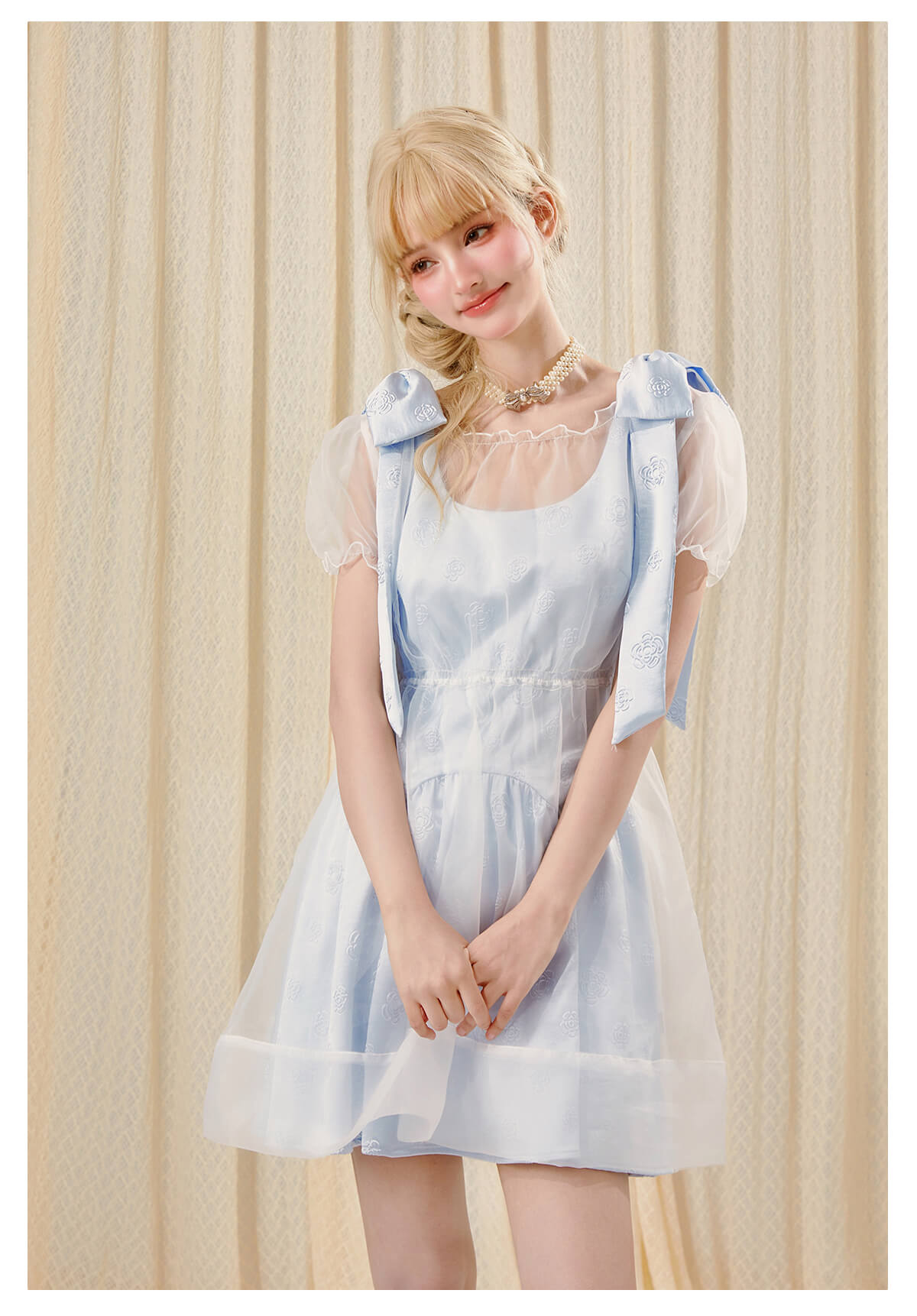 Milky Ribbon Jacquard Dress
