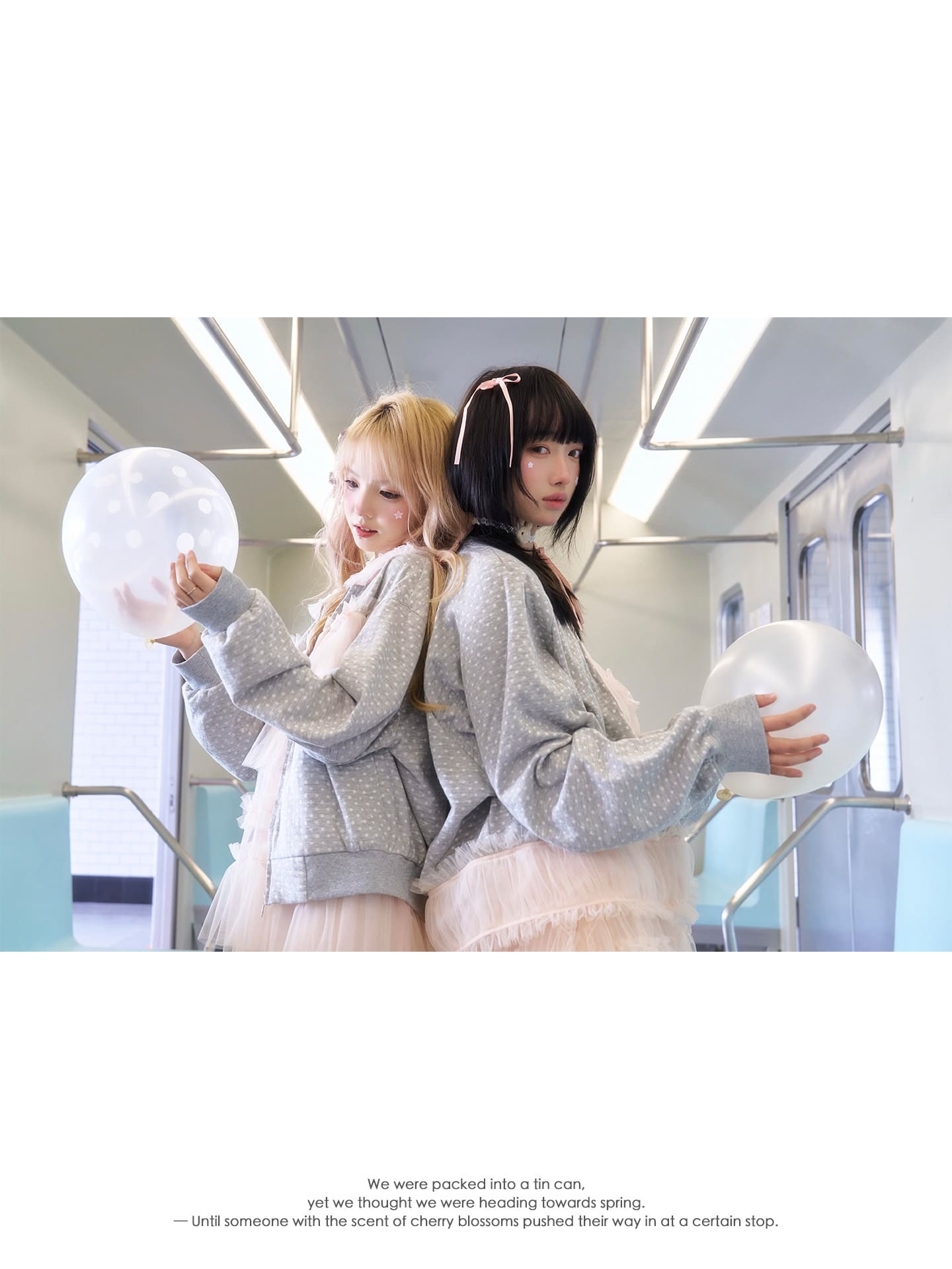 Soft Gray Tulle Layer Zip Blouson