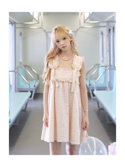 Grace Floral Ribbon Shoulder Dress