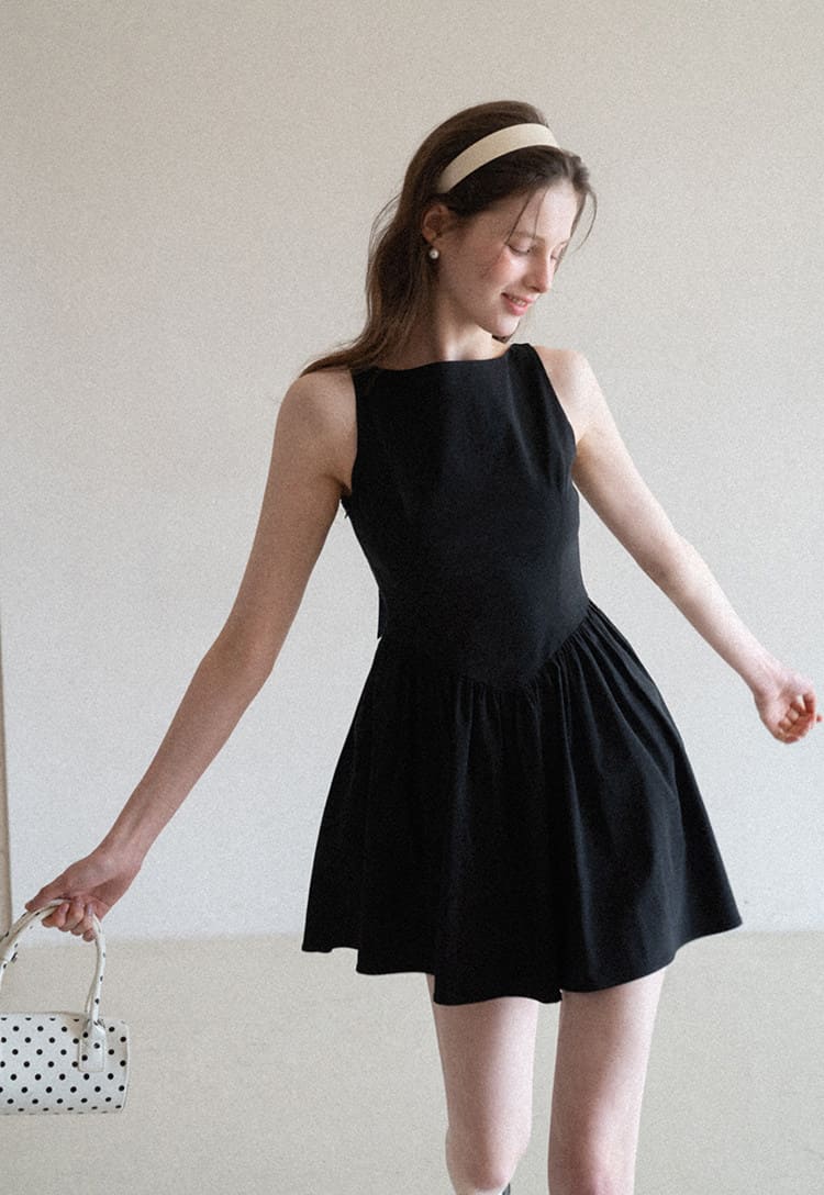 Elegant Back Ribbon Fit & Flare Mini Dress