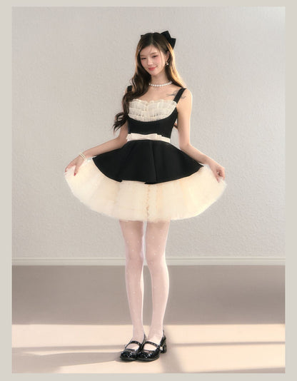 Refined Ribbon Peplum Flare Dress