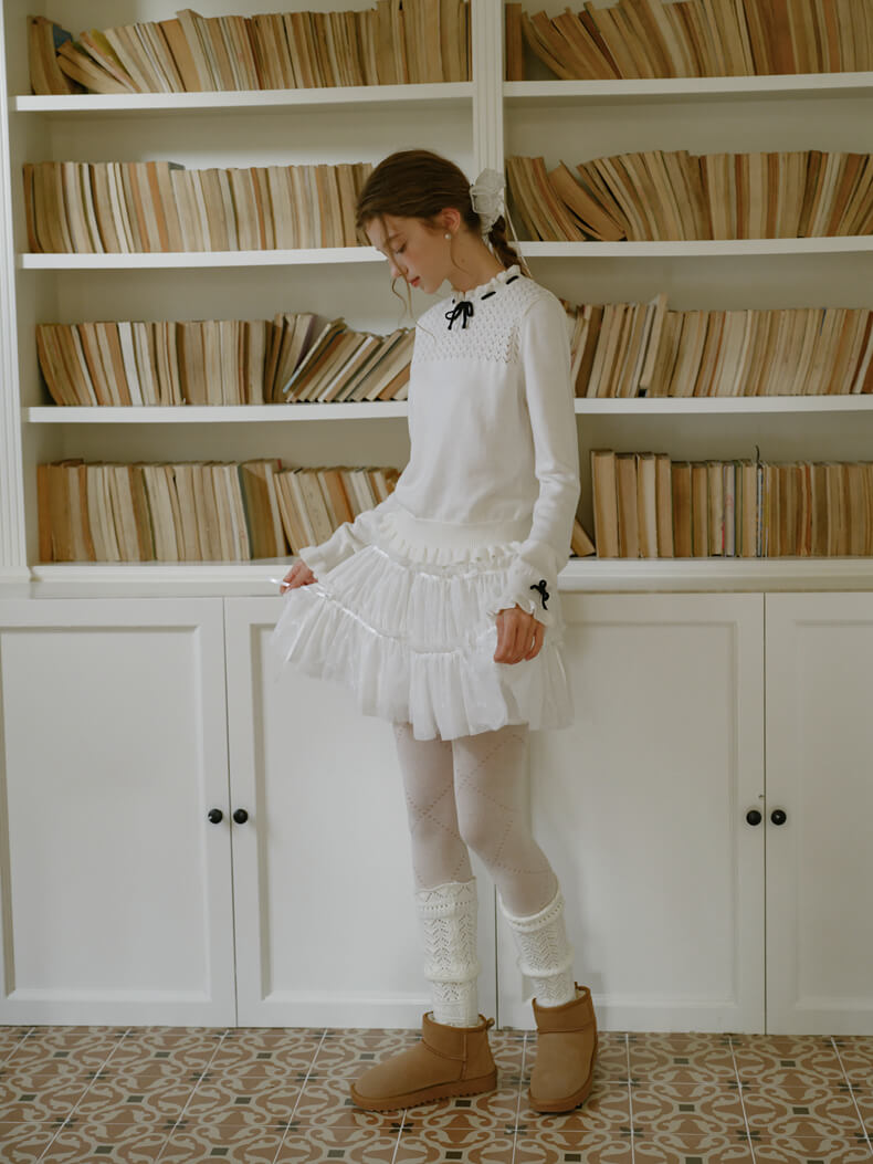 Dreamy Sheer Ribbon Mini Skirt