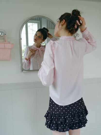 Elegant Frill Ribbon Blouse