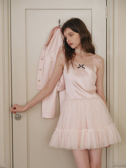 Elegance Pink Cropped Jacket / Camisole Dress