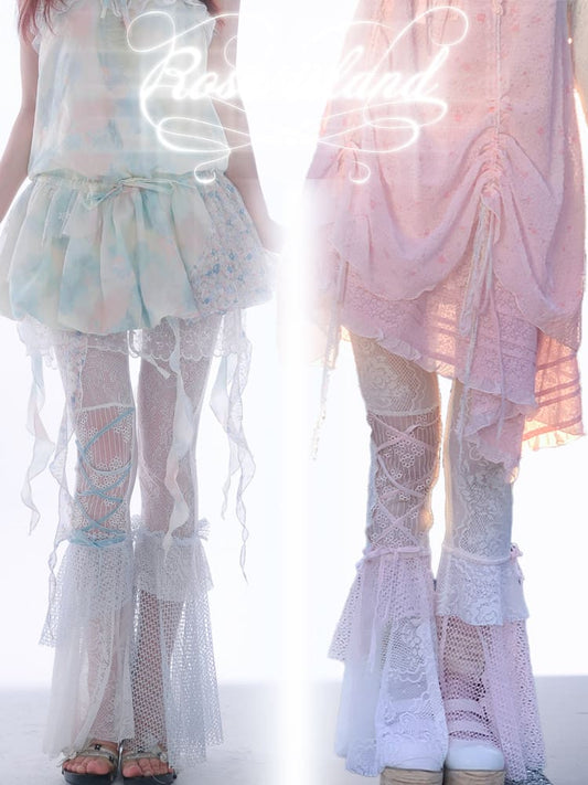 Dreamy Lace Ribbon Flare Pants（全2色）